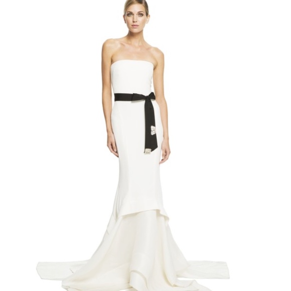 Donna Karan Ivory Silk York Strapless Gown Modern Wedding - Picture 1 of 5